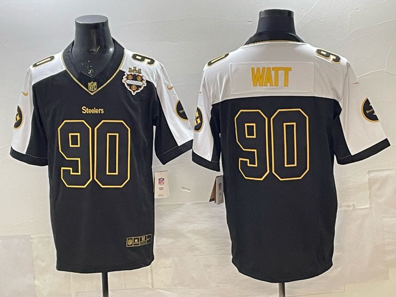 Men Nike 2025 Pittsburgh Steelers #90 Watt Black gold 3th generation Limited NFL Jersey 003->pittsburgh steelers->NFL Jersey